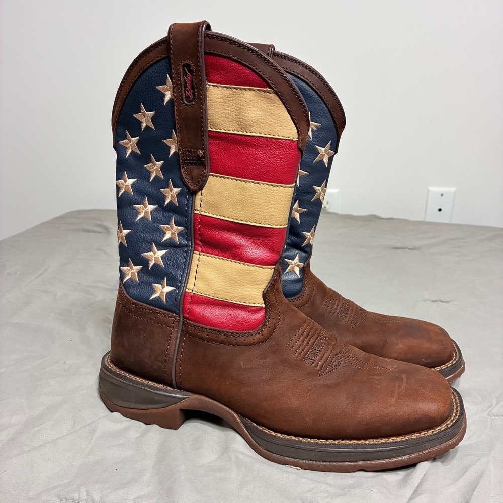 Durango Rebel Mens 7.5 D American Flag Western Boots Dark Brown DB5554